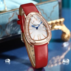 CHENXI - elegante orologio al quarzo con strass - impermeabile - cinturino in pelle - rosso
