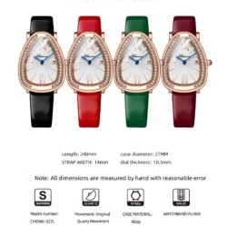 CHENXI - elegante orologio al quarzo con strass - impermeabile - cinturino in pelle - rosso