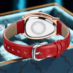 CHENXI - elegante orologio al quarzo con strass - impermeabile - cinturino in pelle - rosso