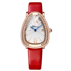 CHENXI - elegante orologio al quarzo con strass - impermeabile - cinturino in pelle - rosso