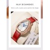 CHENXI - elegante orologio al quarzo con strass - impermeabile - cinturino in pelle - rosso
