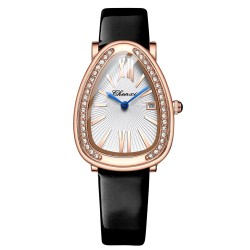 CHENXI - elegante orologio al quarzo con strass - impermeabile - cinturino in pelle - nero