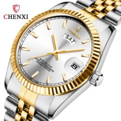 CHENXI - orologio al quarzo di lusso - cronografo - doppio calendario - impermeabile - acciaio inossidabile