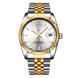 CHENXI - orologio al quarzo di lusso - cronografo - doppio calendario - impermeabile - acciaio inossidabile
