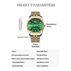 CHENXI - orologio al quarzo di lusso - cronografo - doppio calendario - impermeabile - acciaio inossidabile