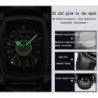 CHENXI - orologio quadrato automatico - design intagliato - cinturino in pelle - argento/verde