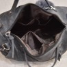 Vintage nubuck leather bag with rivets / fur pom pomBags