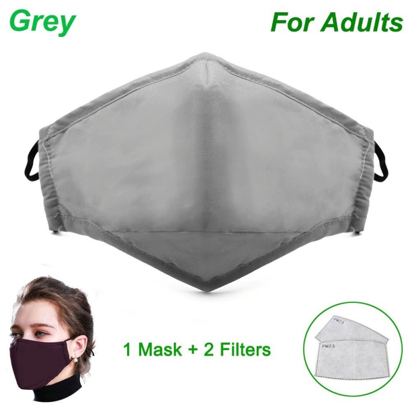 Masque de protection visage/bouche - avec 2 filtres à charbon actif PM25 - réutilisable