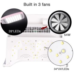 Tout en 1 - séchoir à ongles / dépoussiéreur à ongles / perceuse à ongles - lampe UV LED - 54W - 25000RPM