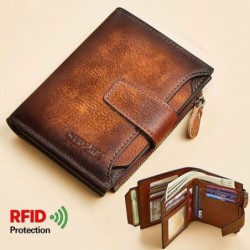Portefeuille multifonction vintage - protection RFID - cuir véritable