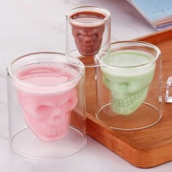 Drinking glass - skull design - double bottom - for vodka / wine / coffee - 25 mlBar supply