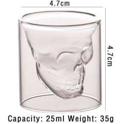 Drinking glass - skull design - double bottom - for vodka / wine / coffee - 25 mlBar supply