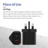 Chargeur mural - prise UK - double ports type-C / USB - PD - charge rapide - 20W