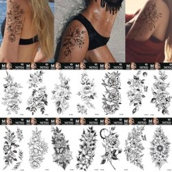 Fiori neri - tatuaggio temporaneo - adesivo