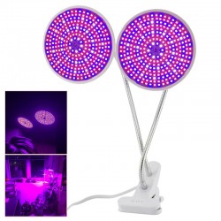 Lampe de culture de plantes - double tête - hydroponique - spectre complet - avec clip de bureau - 290 LED - E27