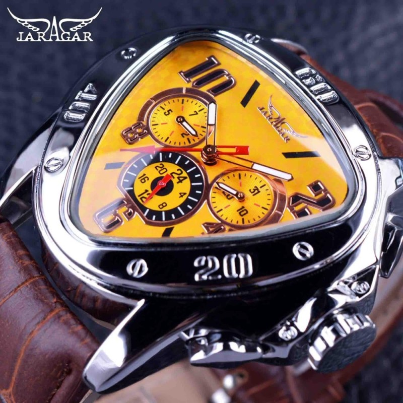 JARAGAR - montre automatique de luxe - bracelet cuir - forme triangle