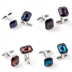 Trendy silver cufflinks with crystalCufflinks