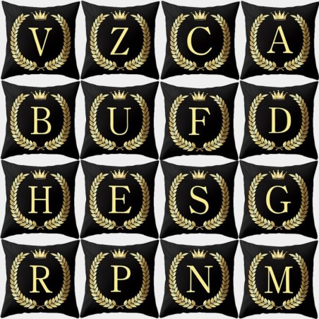 Decorative black cushion cover - golden alphabet letters - 45 * 45 cmCushion covers