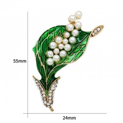 Green leaf / pearls / crystals - elegant broochBrooches