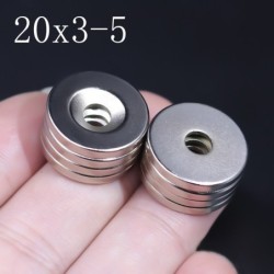 N35 - magnete al neodimio - disco forte - 20 mm * 3 mm - con foro da 5 mm