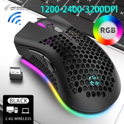 BM600 - mouse da gioco wireless RGB - design a nido d'ape - ricaricabile - USB - 2.4G