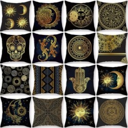 Black cushion cover - golden-bronzing pattern - 45cm * 45cmCushion covers