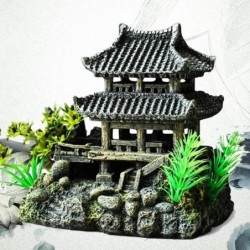 Maison de style chinois en résine - décoration d'aquarium