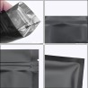 Nero opaco - sacchetti in alluminio - richiudibili - chiusura lampo - 100 pezzi