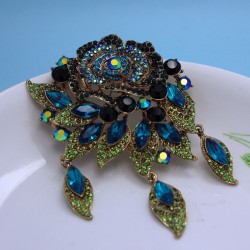 Big colorful crystal flower broochBrooches