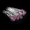 Forcine per capelli in argento - rose colorate / cristalli - 20 pezzi
