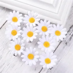 Decorative hair clips - white daisies - 10 piecesHair clips