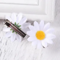 Decorative hair clips - white daisies - 10 piecesHair clips