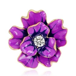 Purple flower with crystal - pin broochBrooches