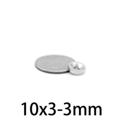 N35 - magnete al neodimio - svasato - 10mm * 3 mm - con foro 3mm