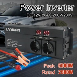 6000W - DC 12V/24V a AC 220V - Display a LED - Inverter per auto - Convertitore - Caricabatterie - Trasformatore