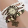 Bracelet multicouche vintage - avec montre à quartz - perles / papillon