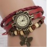 Bracelet multicouche vintage - avec montre à quartz - perles / papillon