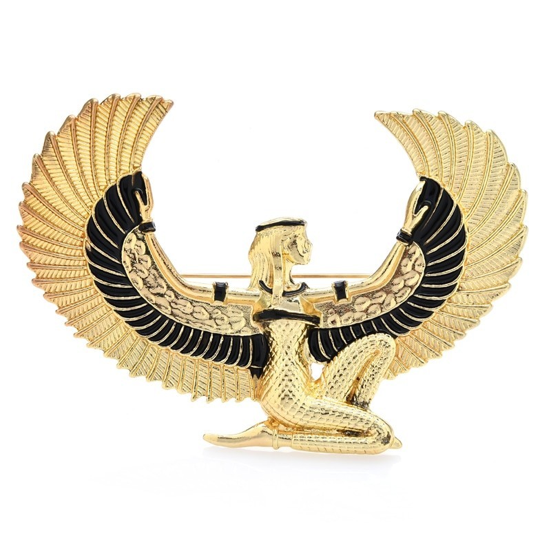 Grande fata egiziana - aquila volante - spilla dorata