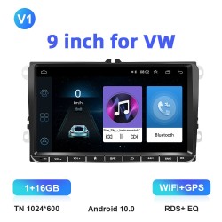 Autoradio - 2 Din - 9 pouces - Android 10 - 1Go - 16Go - Bluetooth - GPS - carplay - pour Volkswagen Golf 5 6 Passat
