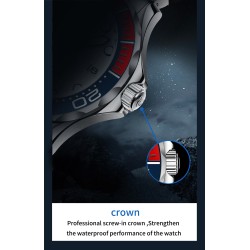 PAGANI - orologio automatico in acciaio inossidabile - cinturino in rete - impermeabile - nero