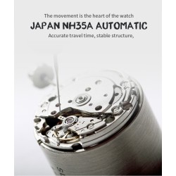 PAGANI - orologio automatico in acciaio inossidabile - cinturino in rete - impermeabile - nero