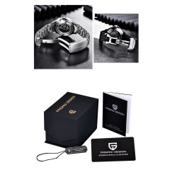 PAGANI - orologio automatico in acciaio inossidabile - cinturino in rete - impermeabile - bianco