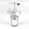 Portacandele decorativo - girevole - cervo - fiocchi di neve - fiori - argento