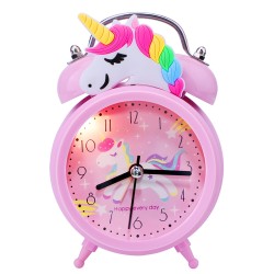 Sveglia con doppia suoneria - orologio con retroilluminazione - unicorno/dinosauro/astronauta