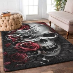 Decorative geometric carpet - non slip - skull / rosesCarpets