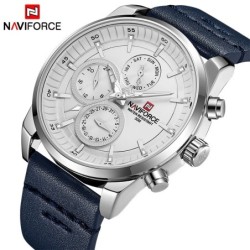 NAVIFORCE - montre à quartz tendance - bracelet cuir - étanche - blanc