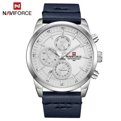 NAVIFORCE - orologio al quarzo alla moda - cinturino in pelle - impermeabile - bianco