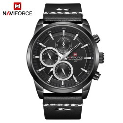 NAVIFORCE - orologio al quarzo alla moda - cinturino in pelle - impermeabile - nero