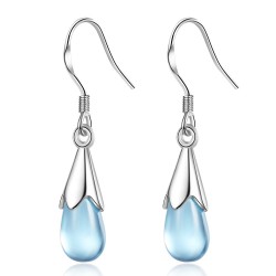 Gocce d'acqua di vetro blu - orecchini in argento sterling