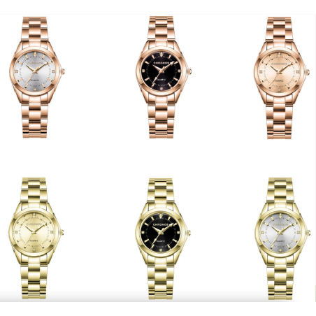 CHRONOS - montre à quartz dorée de luxe - acier inoxydable